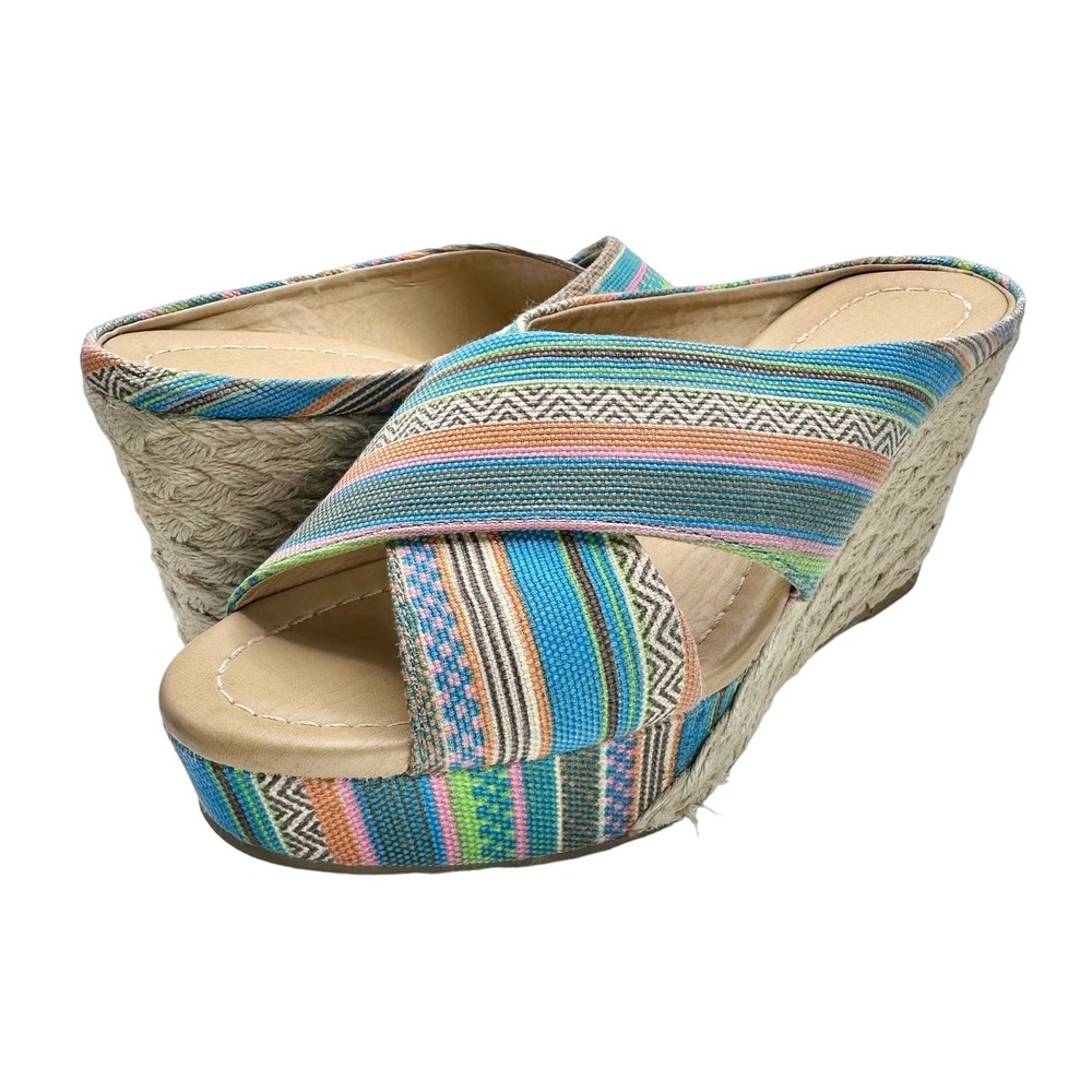 CL by Laundry | Women | Drama Boho Wedge Espadrille Cross Strap Heels | 6.5